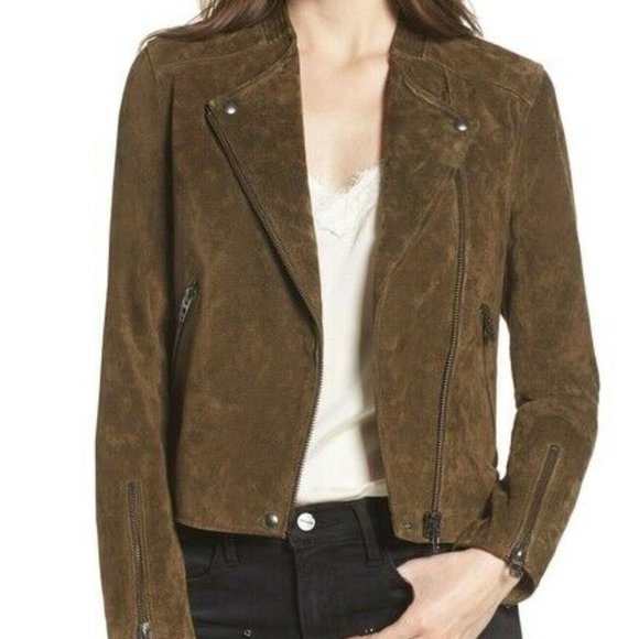 Blank NYC Jackets & Blazers - Blank NYC Denim No Limit Suede Moto Jacket Brown